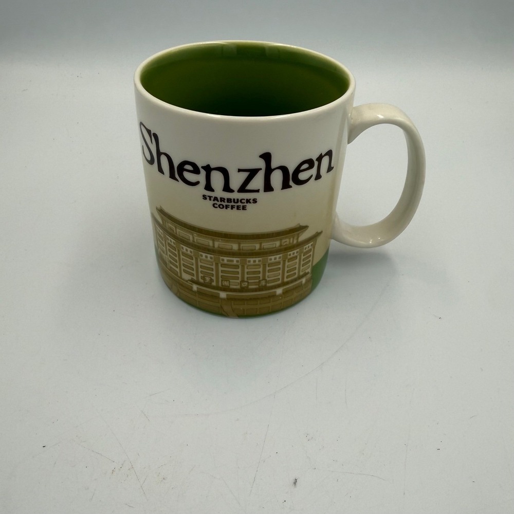 Starbucks Shenzhen China Global City Icon Series Mug 16oz Green Interior 2012